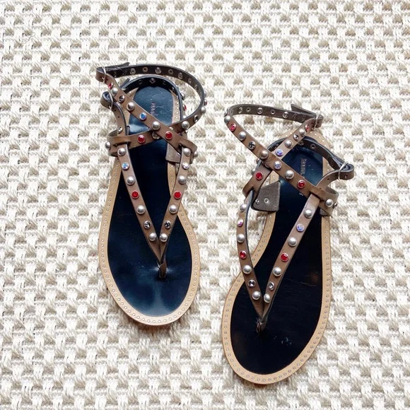 Isabel Marant Audrio Stud Multi-Strap Sandal Tan - Picture 1 of 10